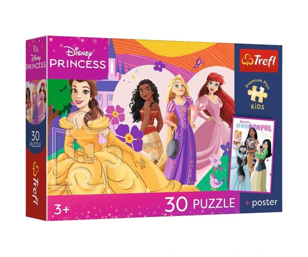Disney Hercegnők 30db-os prémium plusz kids puzzle poszterrel - Trefl