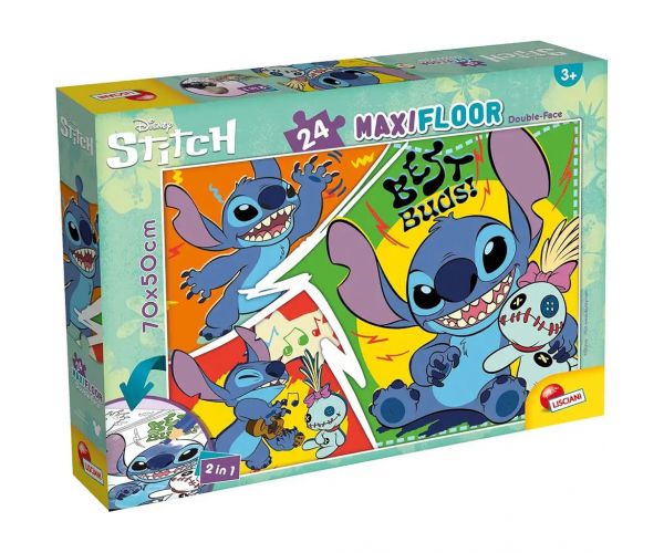 Disney Stitch 2 az 1-ben maxi 24db-os puzzle és színező 70x50cm - Lisciani