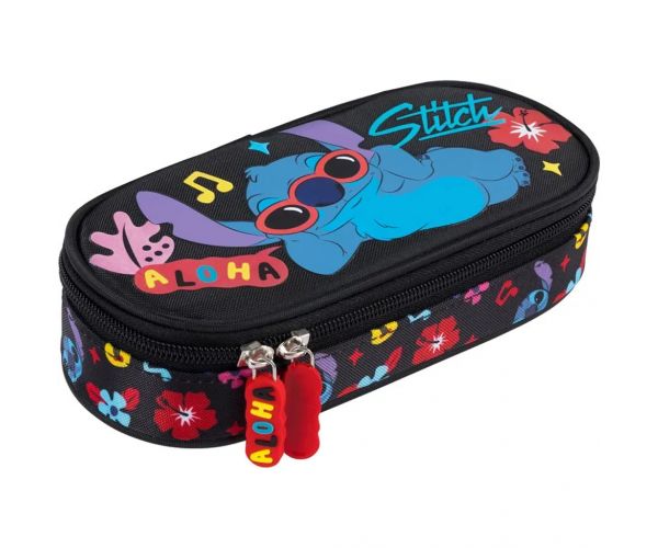 Disney Stitch Aloha fekete színű ovális tolltartó PC01 23x9,5x6 cm