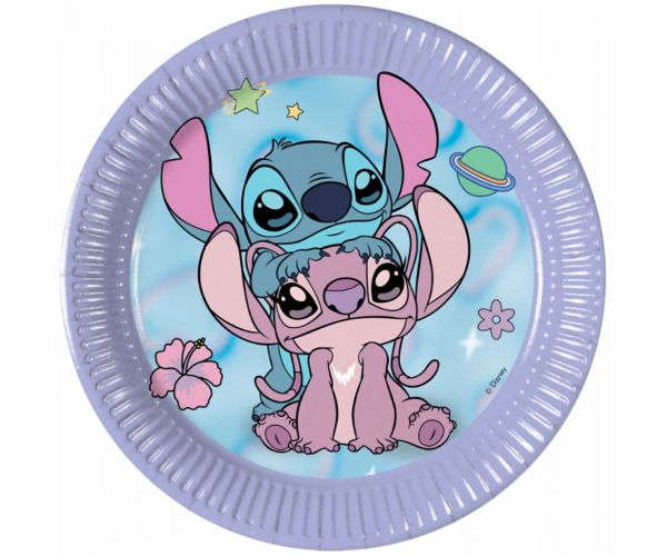 Disney Stitch és Angel papírtányér 8db-os szett 20cm