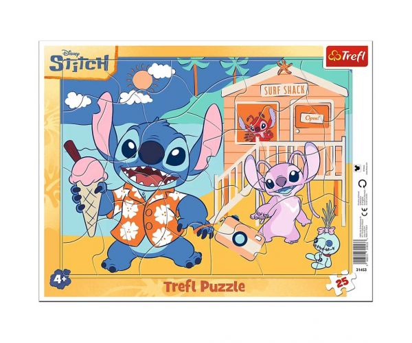 Disney Stitch a tengerparton 25db-os keretes puzzle - Trefl