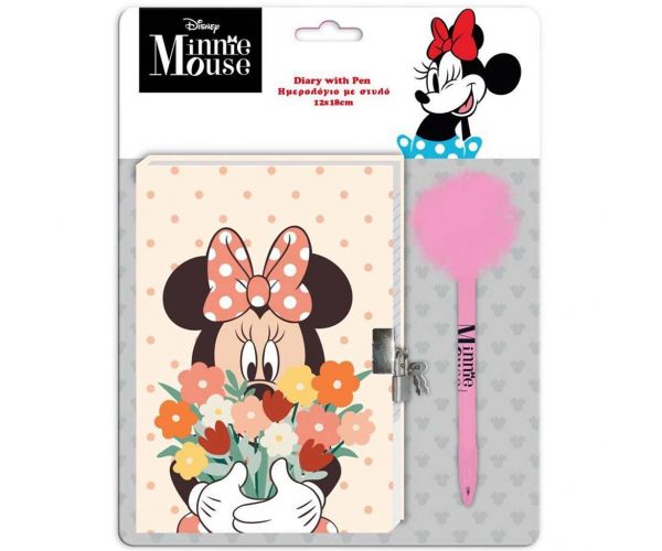 Disney: Minnie Egér titkos napló lakattal és pom-pomos tollal 12x18cm 60 lapos