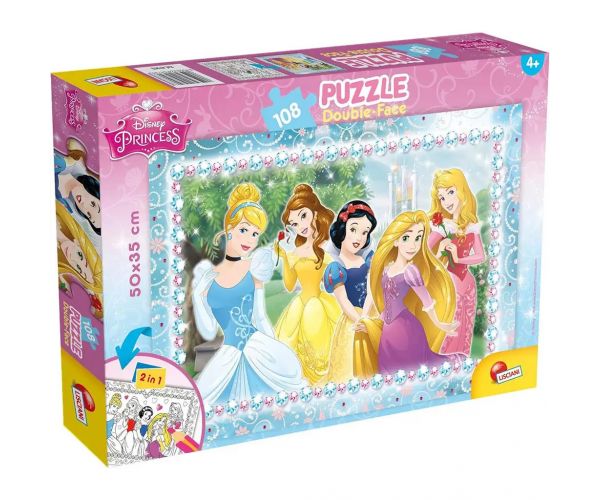 Disney Hercegnők 2 az 1-ben 108db-os puzzle és színező 50x35cm - Lisciani