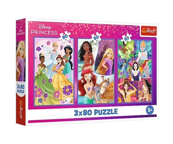 Disney hercegnő barátok 3x80db-os puzzle - Trefl