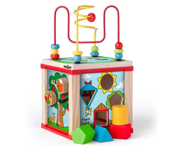 Készségfejlesztő kocka bűvös körökkel - Woodyland