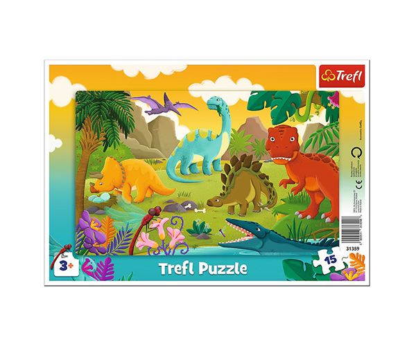 Dinosauri puzzle s okvirom 15kom - Trefl
