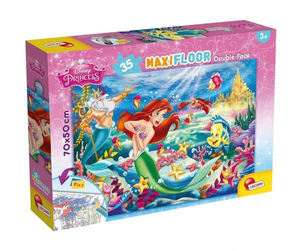 Disney Ariel 2 az 1-ben 35db-os maxi puzzle és színező 70x50cm - Lisciani