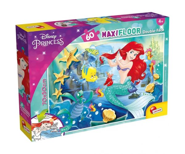 Disney Ariel 2 az 1-ben 60db-os maxi puzzle és színező 70x50cm - Lisciani