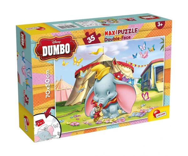 Disney Dumbo 2 az 1-ben 35db-os maxi puzzle és színező 70x50cm - Lisciani