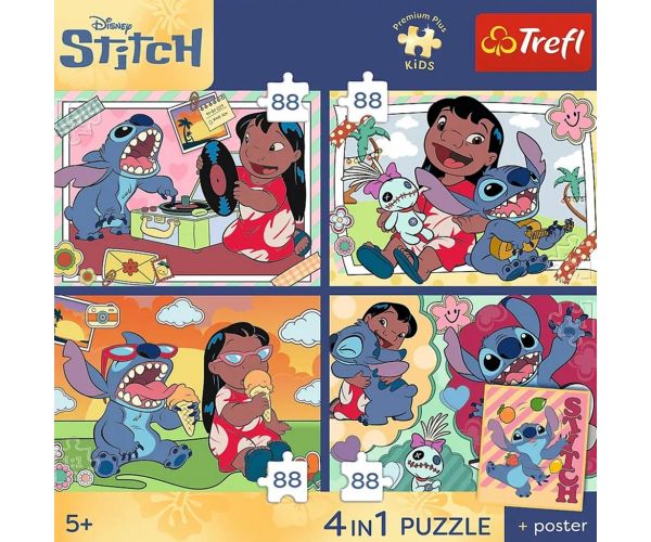 Disney Lilo & Stitch - 4 x 88 kom Premium Plus Kids puzzle - Trefl