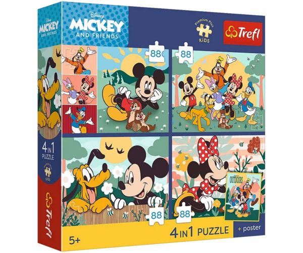 Disney Mickey egér és barátai – 4 x 88 db-os Premium Plus Kids puzzle – Trefl