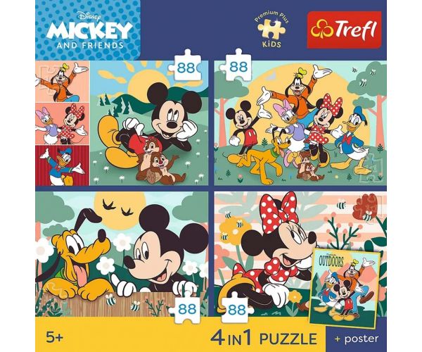 Disney Mickey Mouse i prijatelji – 4 x 88 kom Premium Plus Kids puzzle – Trefl
