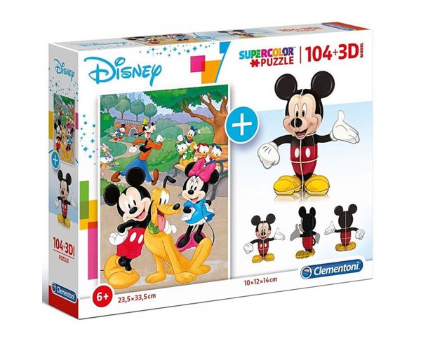 Disney: Mickey Mouse puzzle 104kom + 3D Mickey - Clementoni