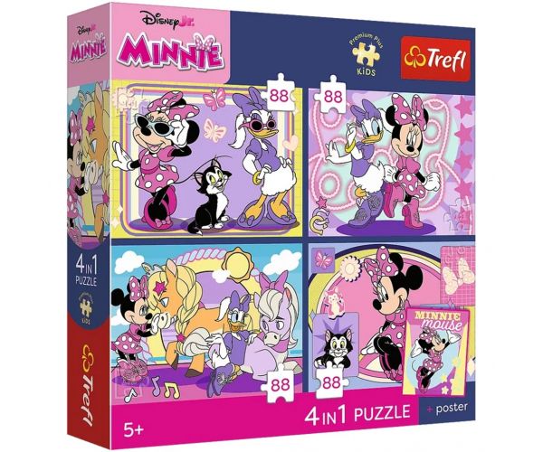 Disney Minnie egér - 4 x 88 db-os Premium Plus Kids puzzle - Trefl