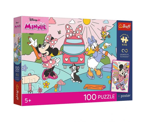 Disney Minnie egér Rózsaszín kaland 100db-os UFT puzzle poszterrel - Trefl