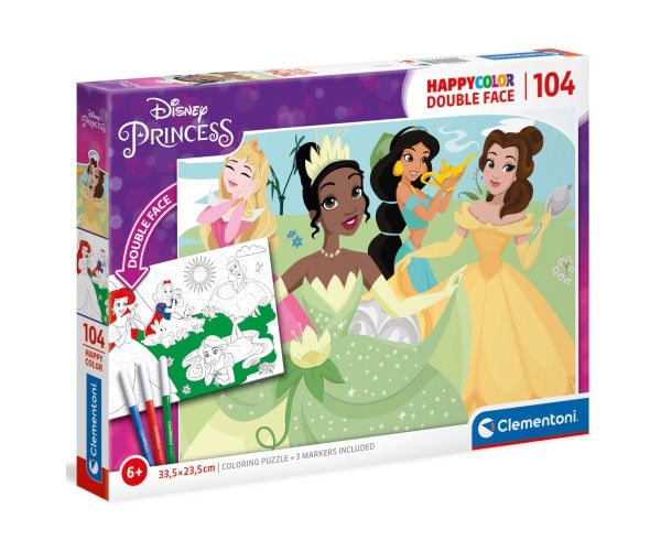 Disney Princeze Double 2 u 1 104kom dvostrane puzzle za bojanje - Clementoni