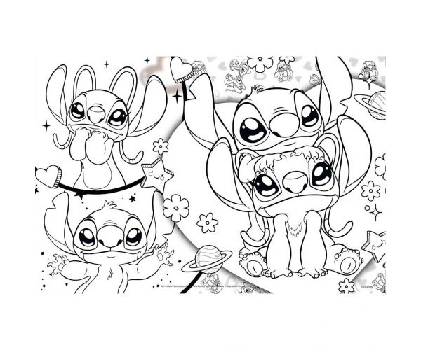 Disney Stitch 2 u 1 250-dijelna slagalica i bojanka 50x35 cm - Lisciani