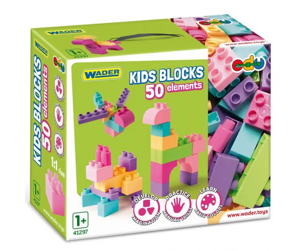 Kids Blocks pasztell építőelemek 50 db-os szett - Wader