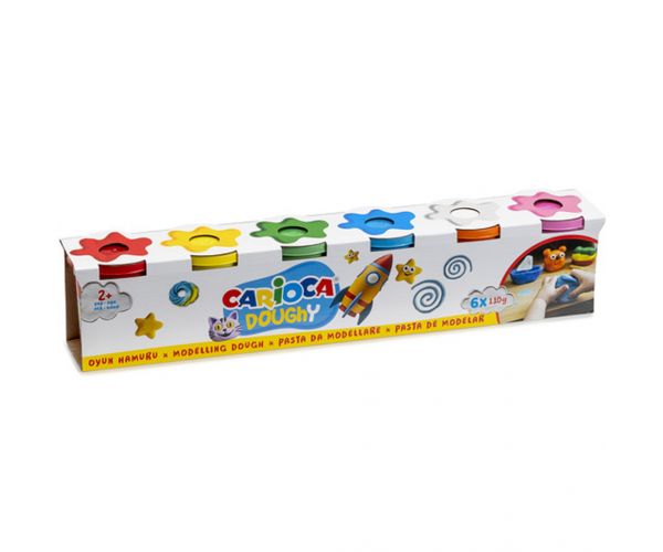 Doughy modellező gyurma szett tégelyben 6x110g - Carioca