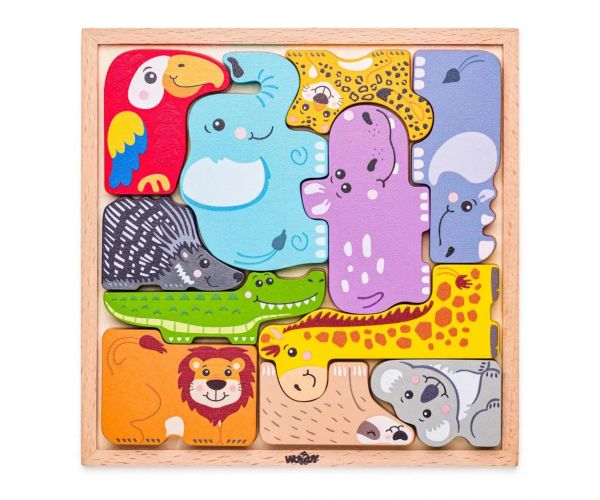 Állatos fa formakirakó puzzle - Woodyland