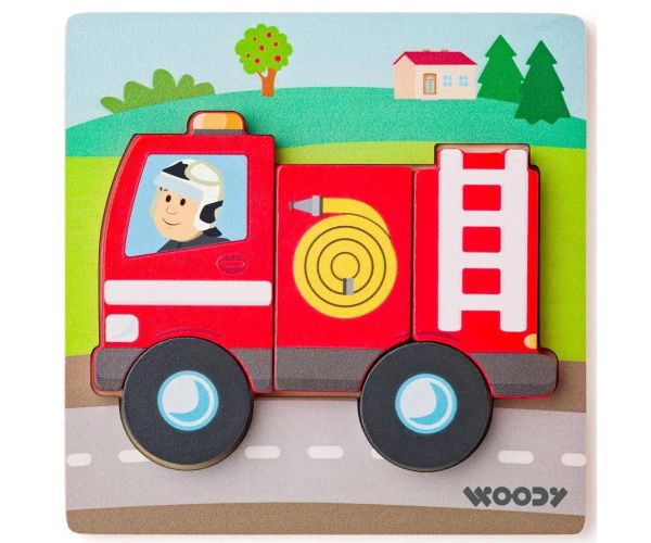 Fa tűzoltós 5db-os baba puzzle - Woodyland
