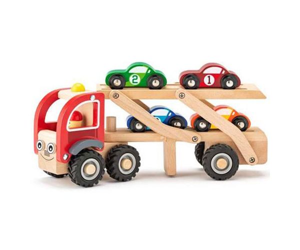 Drveni automobil za prijevoz sa malim automobilima set za igranje - Woodyland