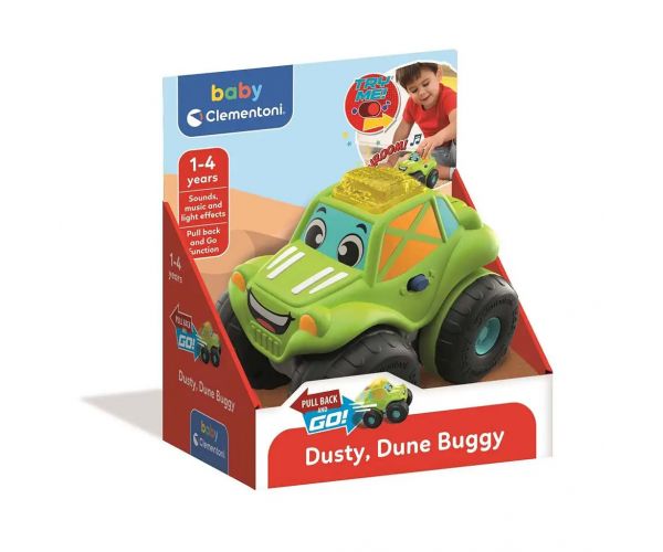 Dusty, hátrahúzós baby dűne buggy hanggal és fénnyel - Clementoni