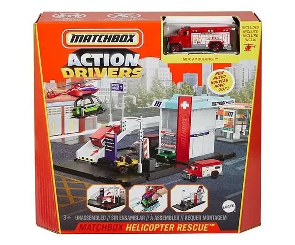 Matchbox: Action Drivers Helikopterska spasilačka stanica set igračaka - Mattel