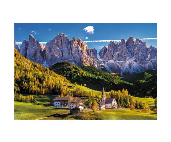 Dolina Val di Funes, Dolomiti - Italija 1500 dijelova puzzle -Trefl