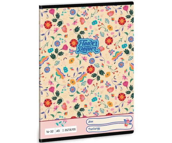Ars Una: Flower Power 2.razred bilježnica s linijama i cvjetnim uzorkom 32 stranice A/5