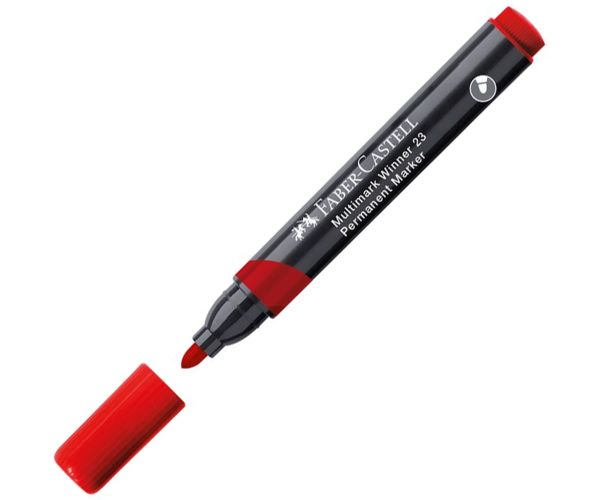 Faber-Castell: Permanentni marker crvene boje s alkoholnom tintom i zaobljenim vrhom