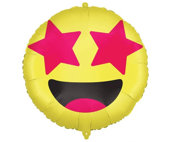 Emoji fólia lufi – Csillagos szemű mosolygós arc 46cm
