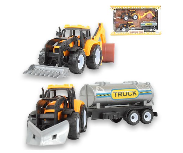 Engineering Truck: 2-dijelni priključni set s traktorima, prikolicom cisternom i bačvom