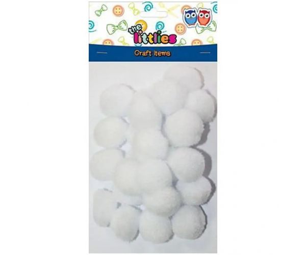 Bijeli pompon set 15mm 60kom