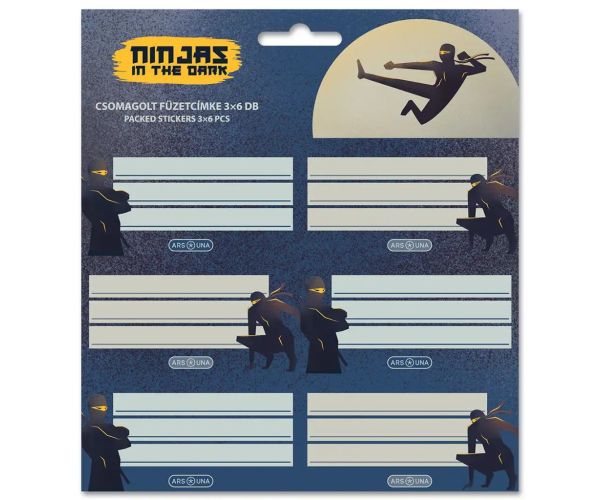 Ars Una: Ninjas in the dark pakirani naljepnici za bilježnice 3x6 komada