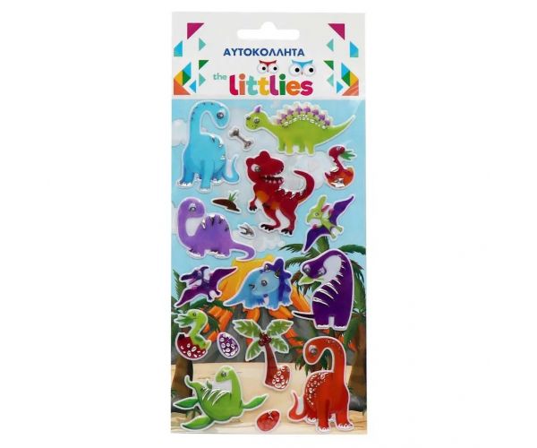 The Littlies: Set 3D pufastih matica s uzorkom dinosaura 10x22cm na listu