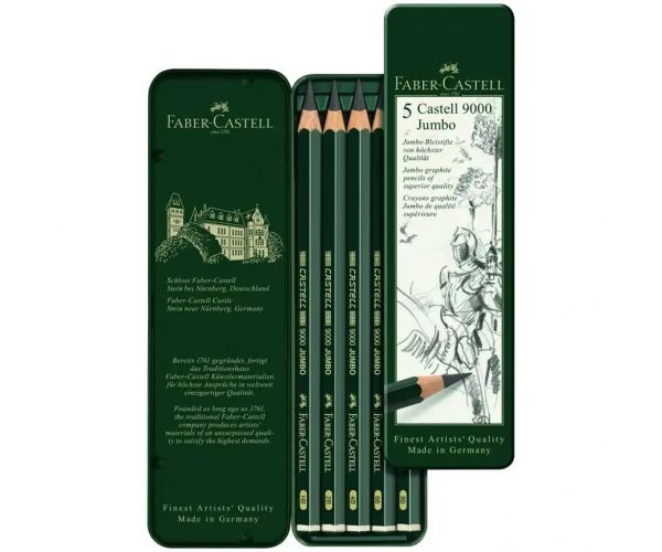 Faber-Castell: 9000 Jumbo grafitceruza fém dobozban 5db-os szett