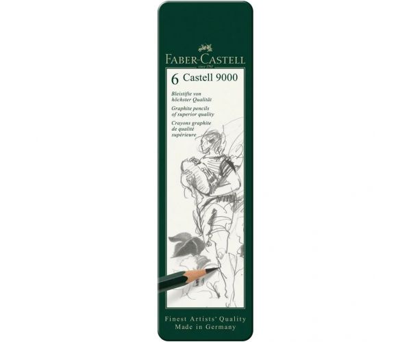 Faber-Castell: Castell 9000 grafitna olovka set od 6 komada u metalnoj kutiji