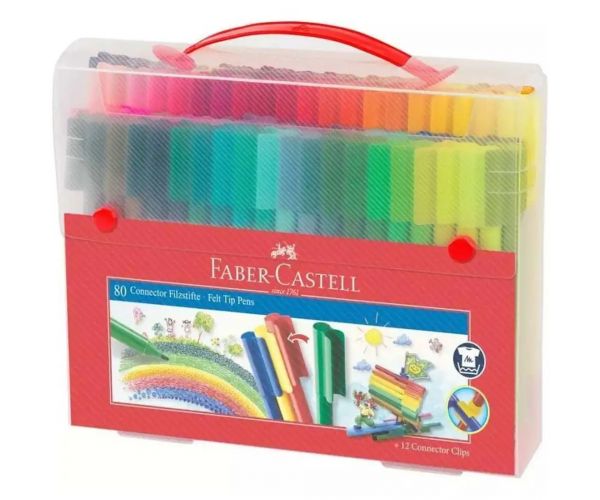 Faber-Castell: Connector Filctoll Készlet – 80 db-os szett praktikus műanyag tárolóban