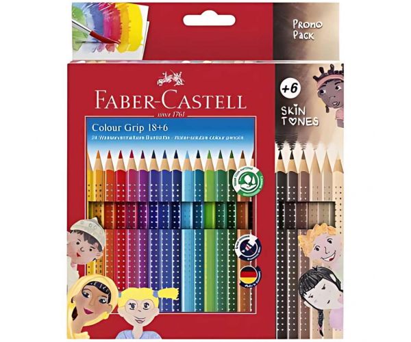 Faber-Castell: GRIP olovke za bojanje set od 24 komada s 6 olovaka boje kože