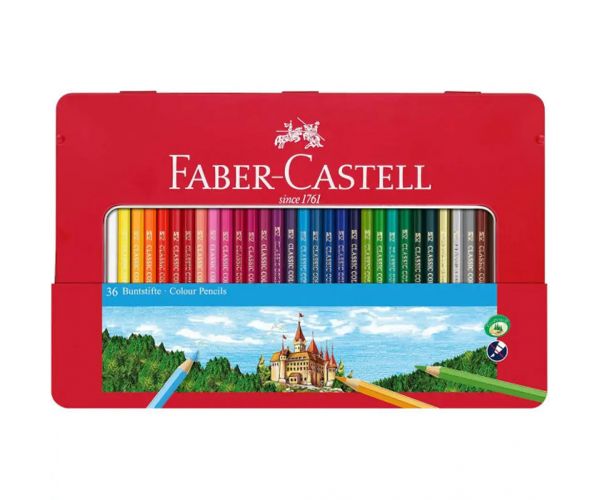 Faber-Castell: Színes ceruza szett fém dobozban 36db-os