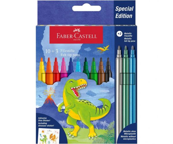 Faber-Castell: Set flomastera s dinosaurima, 10+3 komada