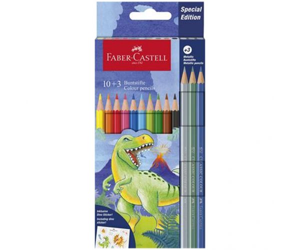 Faber-Castell: Set obojanih olovaka s dinosaurima, paket od 10+3 komada