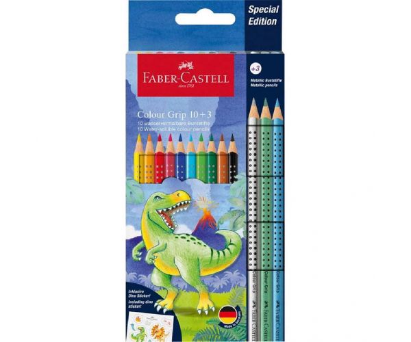 Faber-Castell: Set olovaka u boji s dinosaurima Grip, pakiranje od 10+3 komada