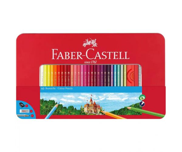 Faber-Castell: Színes ceruza szett fém dobozban 60db-os
