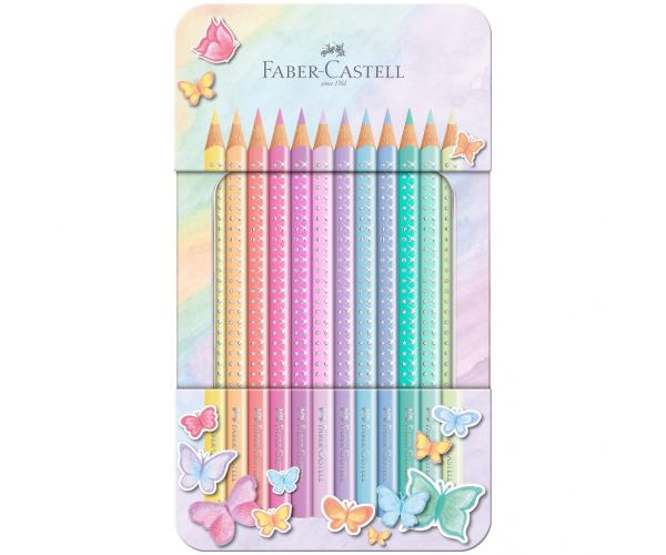 Faber-Castell: Sparkle set od 12 pastelnih drvenih bojica u metalnoj kutiji
