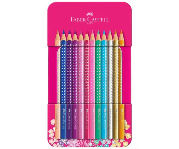 Faber-Castell: Sparkle 12 darabos színesceruza szett fém díszdobozban