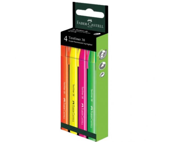 Faber-Castell: Textliner 38 Set za isticanje teksta s fluorescentnim bojama, pakiranje od 4 komada