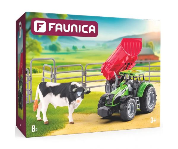 Faunica: Traktor bikával játékszett - Woodyland