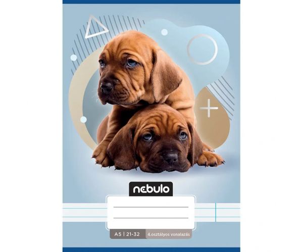 Nebulo: Bilježnica s uzorkom dva psa za 4. razred, A/5, 21-32 linija